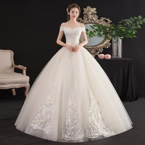 Wedding Dress Lace Up New Dreamy Small Bride Whit Champagne Plus Size Wedding Dresses Ball Gowns Vestido De Novia