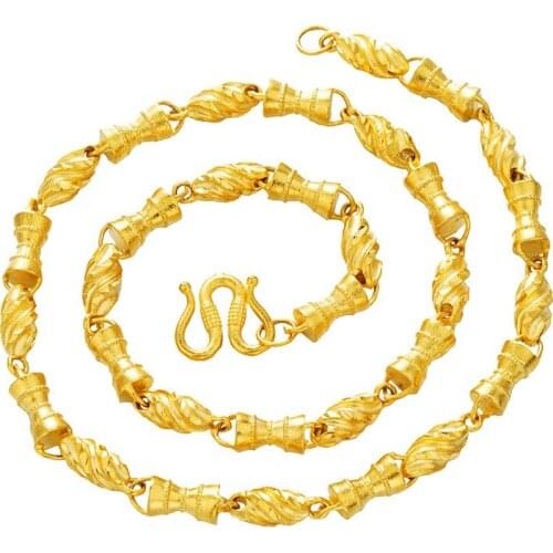 Dubai Wedding Jewelry 1cm 2cm Rope Chain Necklace Real 24k Gold Jewelry for Women and Men with dropShipping boyfriend gift