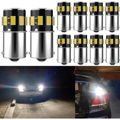 10pcs P21W BA15s 1156 LED Canbus Reversing Light Auto Reverse Backup Lamp Bulbs For BMW Hyundai i10 i20 i40 Mazda Ford New Focus