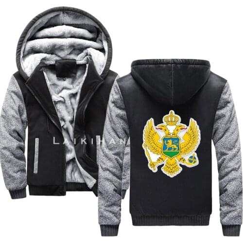 Montenegro Coat of Arms Turkish Winter Hoodies Men Casual Hooded Warm Sweatshirts Inside Male Thick Tracksuit Jacket