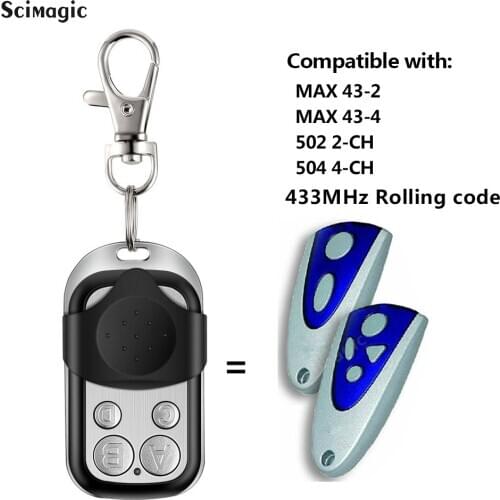 Tormatic MAX43-2 NOVO 502, MAX43-4 NOVO 504 compatible remote control garage door opener gate key fob