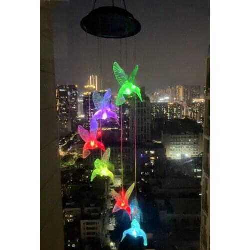Solar Hummingbird Wind Chimes Pro with Colorful Changes of Led Lights Waterproof Outdoor decoration for Garden Patio yard Lawn