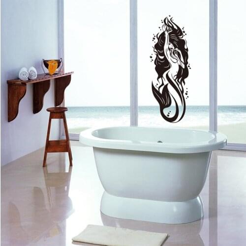 Bathroom Wall Decals Vinyl Sexy Nude Mermaid Girl Bathroom Wall Decoration Stickers Waterproof Glass Decoration Painting Poster
