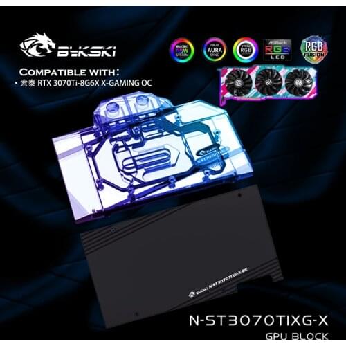 Bykski N-ST3070TIXG-X,GPU Water Block For Zotac 3070TI 8G6X X GAMING OC Graphics Card Radiator,VGA Cooler 12V RGB/5V ARGB SYNC