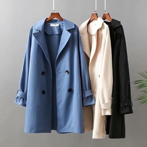 Plus Size Windbreaker For Women Cotton Blended Fabric Long Sleeves Looser Solid Color Fashion Jacket Large Size For Fatlady Fall