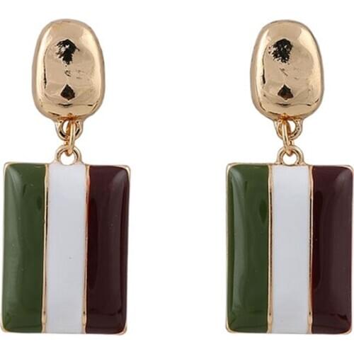 Ydgy fashion new ceramic 3-color splicing geometric temperament Earrings women accessories wholesale