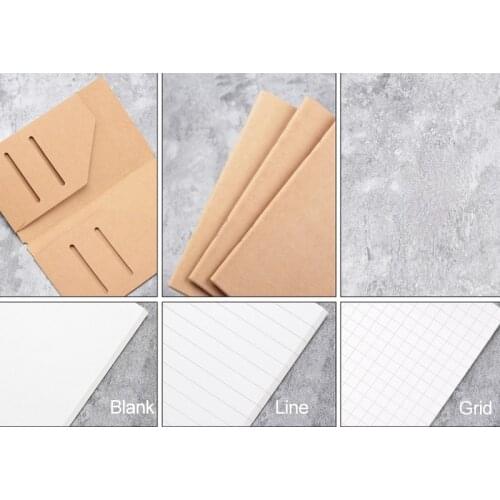 Handmade TN Leather Notebook Refill Inserts Replace Inner Core Planner Standard Passport Size Traveler Line Blank Grid Paper Set