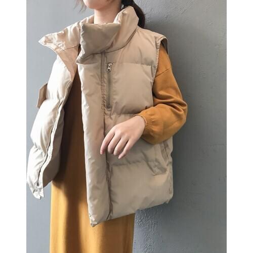 2020 Sleeveless Jacket Women Streetwear Casual Outwear Warm Winter Vest Top Women Black Female WaistCoat Khaki Mujer Parkas