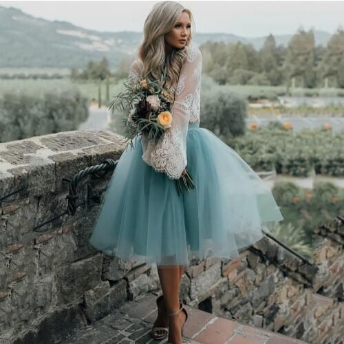 Vintage Custom Fashion Blue Tulle Pleated Skirt Womens Lolita Petticoat falda Mujer saia jupe Secret Knee Length Turu Ski