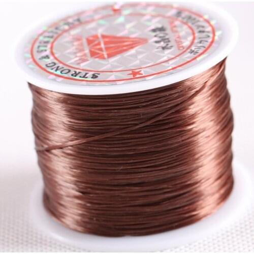 0.6MMx50M Brown Cord For Making Bracelet 2Rolls Elastic Crystal Beading String Line Neckalce Rope String Cord N004