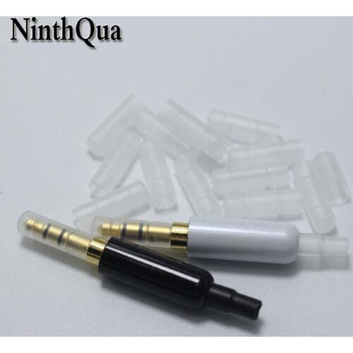 2pcs 3.5mm 3 Pole Headset Plug with Dust Cap and Tail 3.5 mm Gold Plated Audio Plugs Jack Adaptor Connector for White Black
