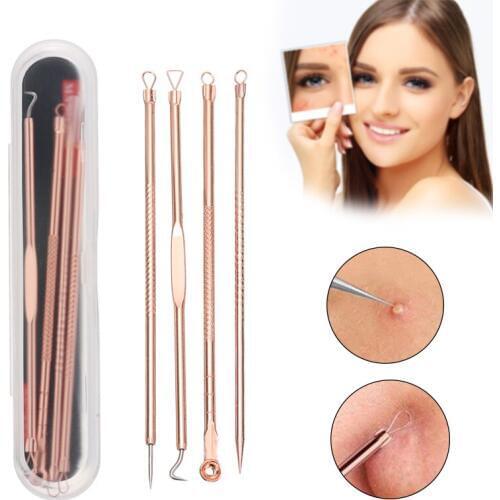 4Pcs Blackhead Remover Kit High Quality Stainless Steel Extractor Pimple Comedone Acne Set Face Skin Care Beauty Tools