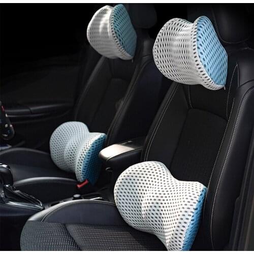 4D slow rebound car neck pillow set memory foam breathable headrest waist back cushion mesh head lumbar support travel pillows