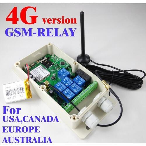 4G / 3G / GSM Seven relay output remote switch board (SMS Relay switch) Battery on board for power off alarm GSM-RELAY 4G Ver