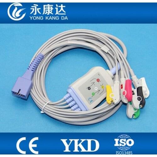 5pcs/Lot Free Shipping MEK 5 Leads ECG Cable 9Pin Clip IEC