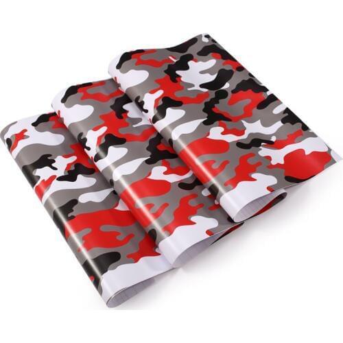 Car Styling Red White Camo Wrapping Vinyl Camouflage Car Wrap Sticker Film Motorcycle Bike Truck Vehicle Covers Wraps
