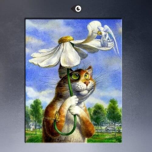Free shipment Vladimir Lou Myantsev and his cat -2 famous oil painting reproduction Art Picture Paint on Canvas Prints