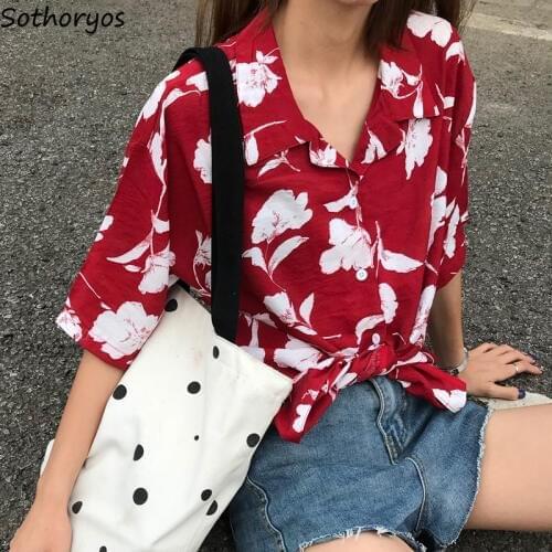 Blouses Women Chiffon Shirts Short Sleeve Thin Printed Oversize Soft Loose Casual Chic Korean Style Chic Hot Harajuku Streetwear