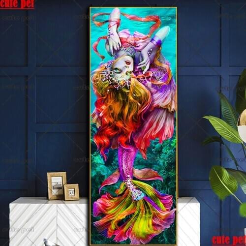 Large Diamond Painting Fantasy color mermaid Cross Stitch Diamond Embroidery5D Decoration Full Square round Drill Handmade decor