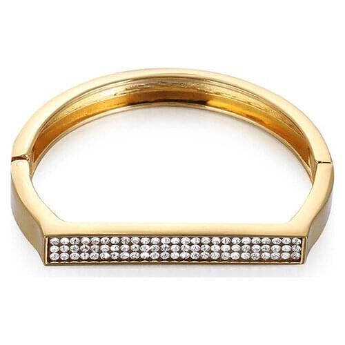 ORNAPEADIA Cuff Bracelet for Women Creative Word Crystal Bracelet Exquisite Fashion Luxury Jewelry Bangles with Charm