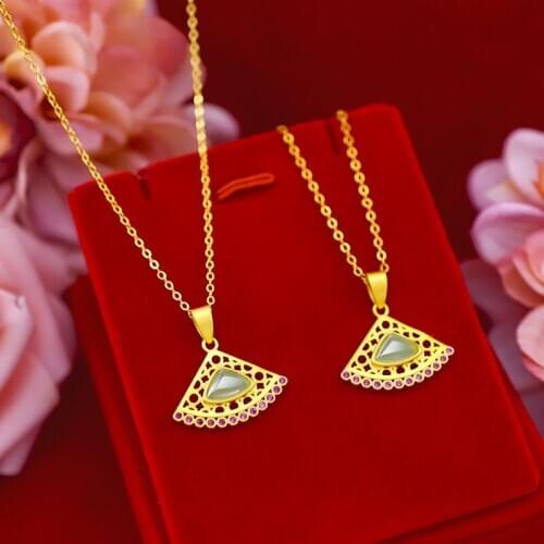 ELEGANT 14K GOLD NECKLACE PENDANT FOR WOMEN WEDDING ENGAGEMENT JEWELRY CHAIN NECKLACE CHOKER JEWELRY FOR GIRL BIRTHDAY GIFTS