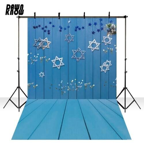 DAWNKNOW Blue Wood Floor Star Photography Background Baby Newborn Photo Shoot Backdrop Photocall Wedding Photo Studio GY102