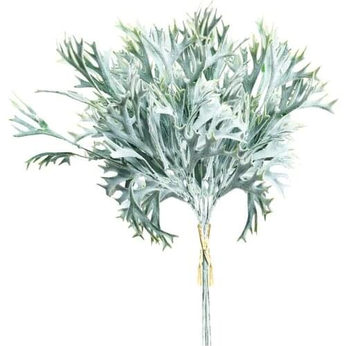 Artificial Green Staghorn Fern Platycerium Bush Faux Tropical Elkhorn Fern Outdoor Greenery Plant for Wedding Bouquet