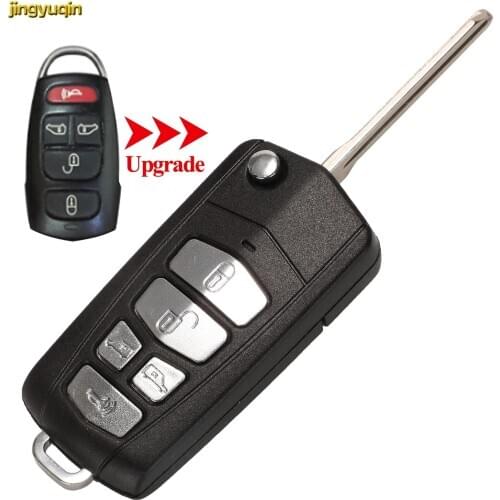 Jingyuqin 15pcs Flip Folding Key Shell Modified For Kia Sedona Mini Van 5 Buttons Remote Car Key Fob Replacement
