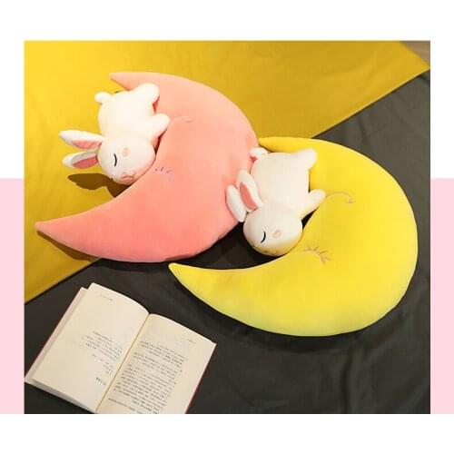 Kawaii Moon Rabbit Plush Toy Stuffed Doll Sofa Throw Pillow Cushion Boy Girl Baby Kids Children Birthday Gift Home Room Decor