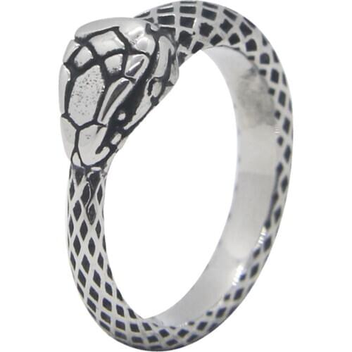 316L Stainless Steel Fadeless Rustless Jewelry Cobra Spirit US Szie 7-12 Unisex Serpent Ring For Gift