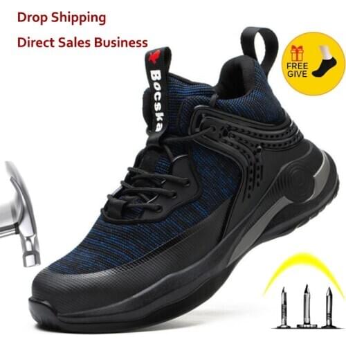 Steel Toe Cap Men Breathable Safety Shoes Sneakers Work Anti-smashing Construction Steel Toe Indestructible Shoes Men Sneaker