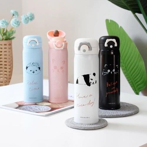 Stainless Steel Bouncing Cup Thermos Cups Learn Easy Korean Gift Fresh And Simple Ins Net Red Children Water Bottles