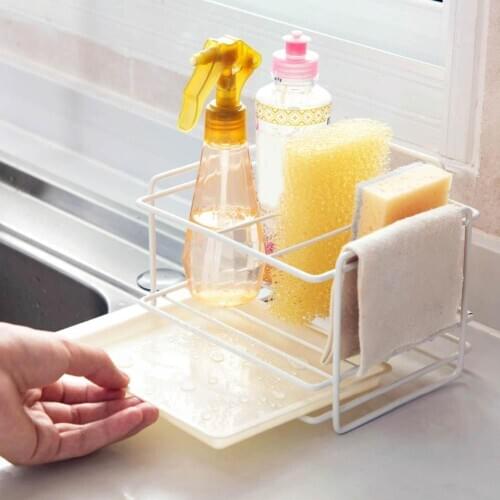 Kitchen Sponge Brush Soap Lotion Drying Storage Rack Removable Tray Organizer It feature removable tray at the bottom convenient