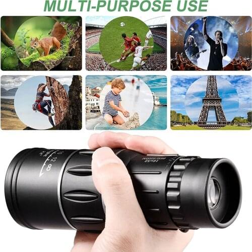 Portable 16 X 52 High Over Binoculars Telescope Monocular 66 / 8000M Plastic Binoculars Outdoor Black Outdoor Sports Telescope