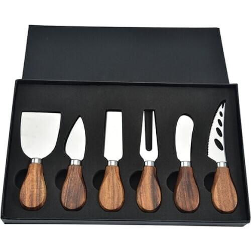 Solid wood handle stainless steel flatware sets cream knife cutlery set kitchen dining tools cheese knife fork