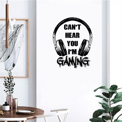Can't Hear I Games Wall Sticker Headphones Game Players Wall Decal For Kids Bedroom Decor Vinyl Art Mural DW11289