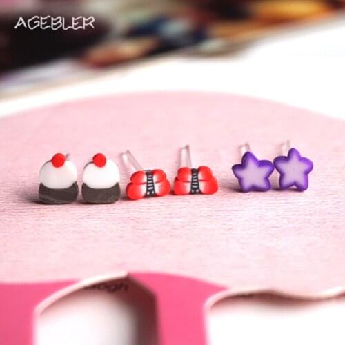 New Fashion Lovely Butterfly Earrings For Women Soft Clay Star Earrings Stud Cute Jewelry for Kids Brinco Cake PendientesP04