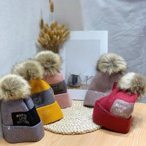 Autumn New Korean Childrens Wool Cap Alphabet Boys and Babies Wool Knitted Cap All Match Kids Girl Winter Hat for Photography