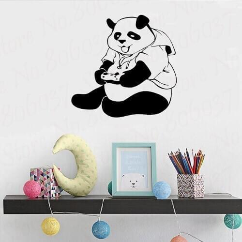 Panda Vinyl Wall Decal Teen Room Art Decor Video Game Wall Stickers Creative Home Decoration For Playing Room Dormitory WL1323