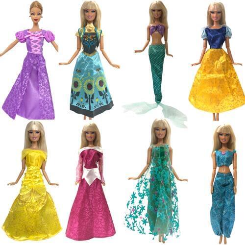 NK One Set Princess Doll Dress Similar Fairy Tale Mermaid Tail Wedding Dress Gown Party Outfit For Barbie Doll Accessories JJ