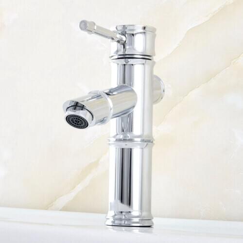 Polished Chrome Brass Bamboo Shape Single Handle Lever Deck Mount Wet Bar Bathroom Vessel Sink Faucet Mixer Tap One Hole asf821