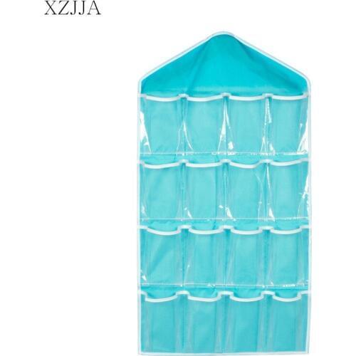 XZJJA Clear Hanging Organizers Clothing Socks Underwear Storage Bag Container Walls Hang Bag Wardrobe Door Pocket 16 Pockets