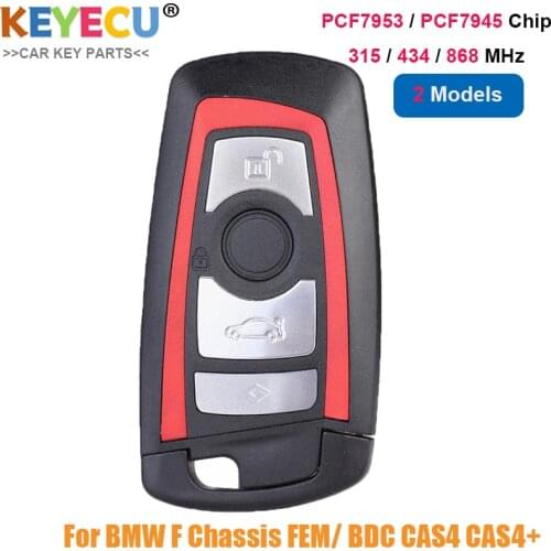 KEYECU Red Color Smart Remote Control Car Key for BMW CAS4/ FEM / BDC 1 3 5 7 F Series, FOB 4 Buttons - 315MHz/ 434MHz/ 868MHz