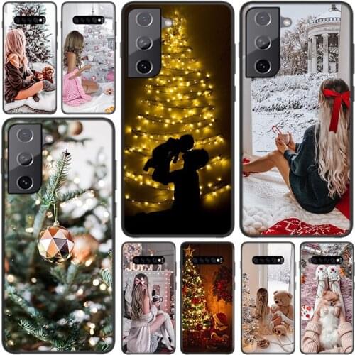 Silicone Cover Christmas Tree Girl For Samsung Galaxy S21 S20 FE Ultra S10 S10e Lite S9 S8 S7 S6 Edge Plus Phone Case