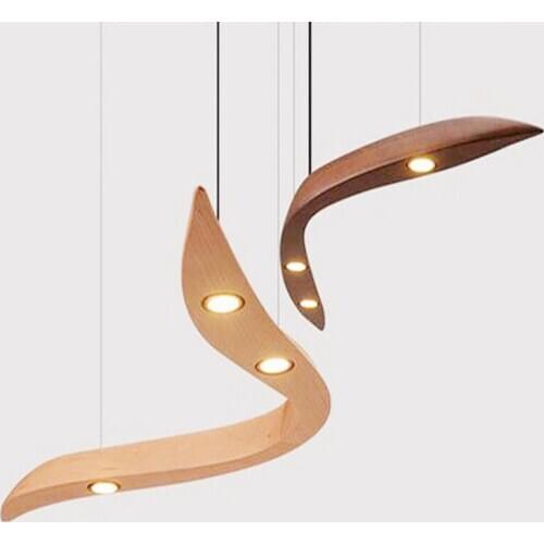 Modern Nordic Solid Wood LED Pendant Lights Minimalist Creativity Design Pendant Lamp for Living Room Bedroom Dining Room Bar