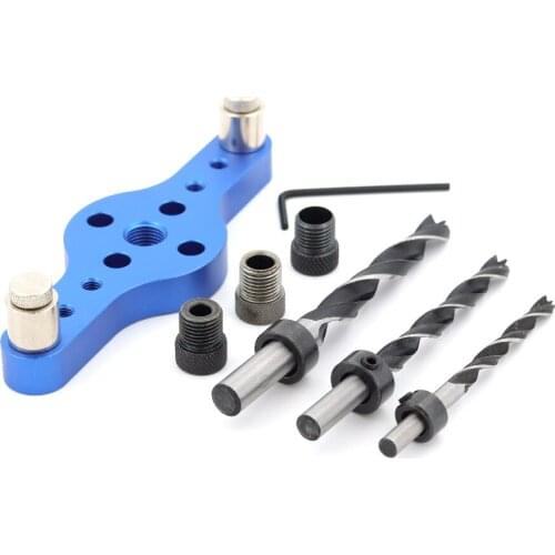 Alloy Vertical Pocket Hole Jig Woodworking 6/8/10mm Drilling Locator Wood Dowelling Self Centering Drill Guide Kit Hole Puncher