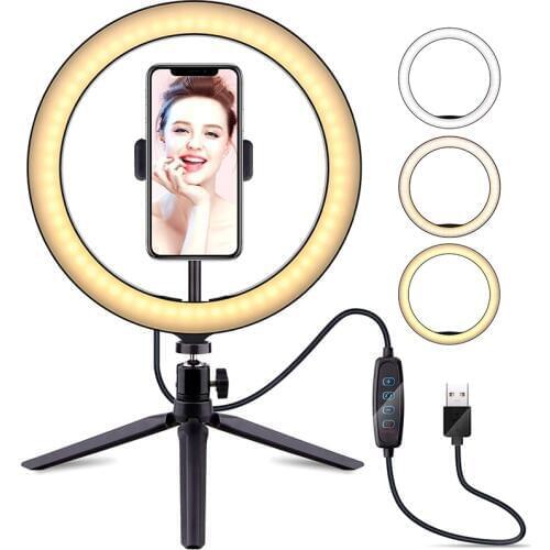 26cm/16m Led Selfie Ring Light Dimmable Camera Photography ringlight For Youtube VK Makeup Live Stream Video Fill Lamp