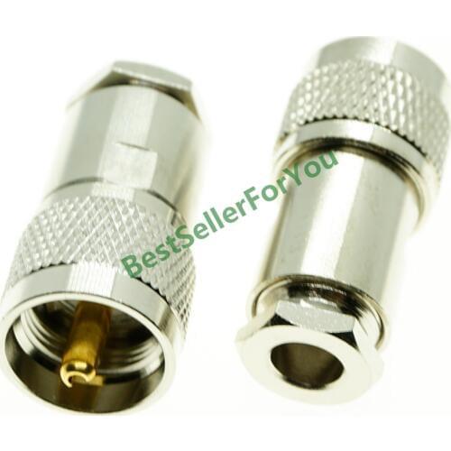 UHF PL259 male plug clamp For RG5 RG6 5D-FB LMR300 cable straight RF Connector