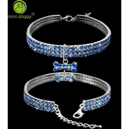 Crystal Bling Rhinestone Dog Collar Puppy Chihuahua Pet Dog Collars Leash For Small Medium Dogs Mascotas Accessories S M L Pink