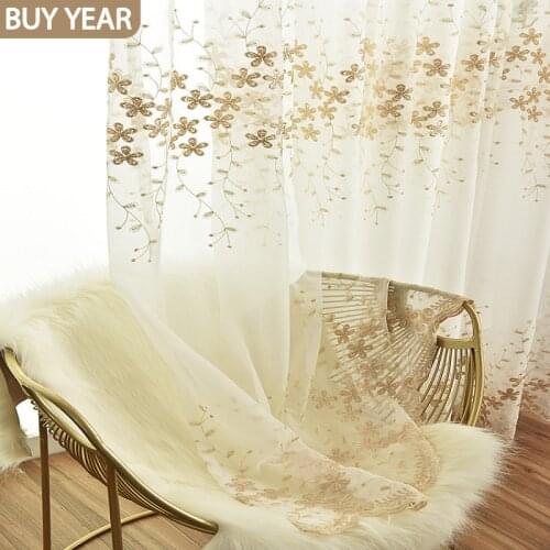 EuropeanStyle Curtains for Living dining Room Bedroom WhiteTulle Embroidery Curtain Window Screen Finished Product Customization